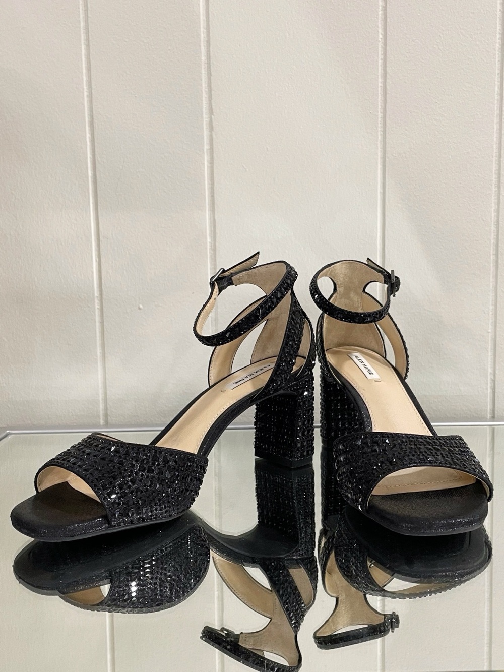 Alex Marie Ellise Rhinestone Ankle-Strap Block Heel Sandals